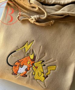 Embroidered Raichu Vs Pika Pokemon Hoodie Gift For Kids