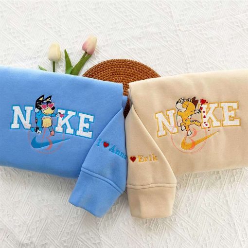 Couple Bluey And Bingo Embroidered Sweatshirt