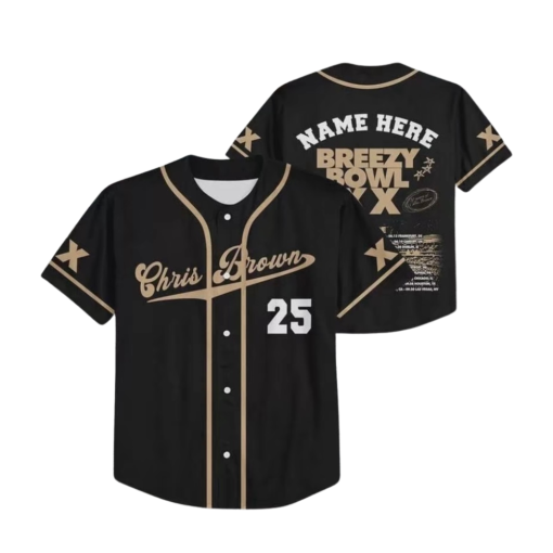 Custom Name Vintage Black Breezy Bowl XX World Tour 2025 – Chris Brown Jersey Tour 2025 – Vintage Jersey For Fan