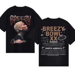 Vintage Black Breezy Bowl XX World Tour 2025 – Chris Brown Shirt Tour 2025 – Vintage Shirt For Fan V3