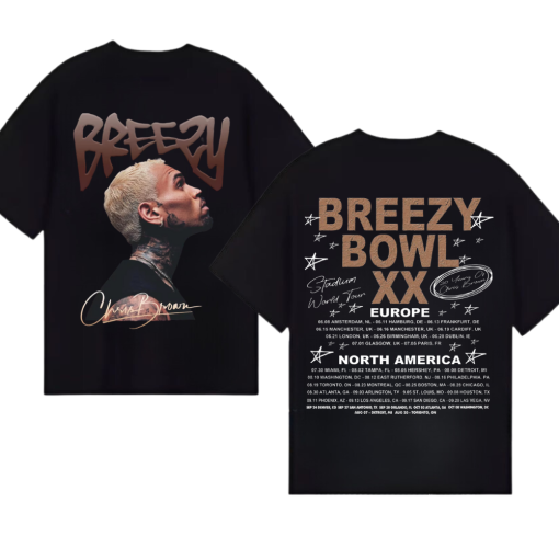Vintage Black Breezy Bowl XX World Tour 2025 – Chris Brown Shirt Tour 2025 – Vintage Shirt For Fan V3