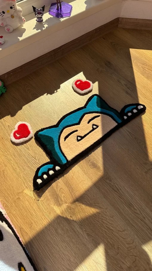 Snorlax Pokémon Tufted Rug – Fluffy Handmade Custom Rug, Anime Room Decor, Cute Bedside Carpet, Gift for Pokémon Lovers, Cozy Floor Mat