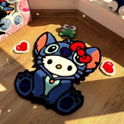 Custom Stitch Tufting rug | Tufted Crossover Carpet, Handmade Kawaii Decor, Cute Fluffy Rug, Anime Gift Idea for Bedroom Floor