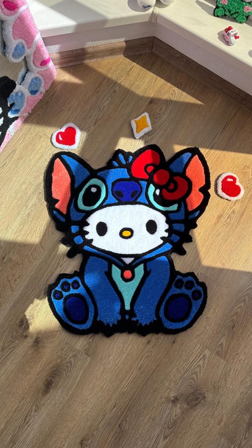 Custom Stitch Tufting rug | Tufted Crossover Carpet, Handmade Kawaii Decor, Cute Fluffy Rug, Anime Gift Idea for Bedroom Floor