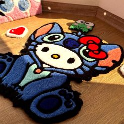 Custom Stitch Tufting rug | Tufted Crossover Carpet, Handmade Kawaii Decor, Cute Fluffy Rug, Anime Gift Idea for Bedroom Floor