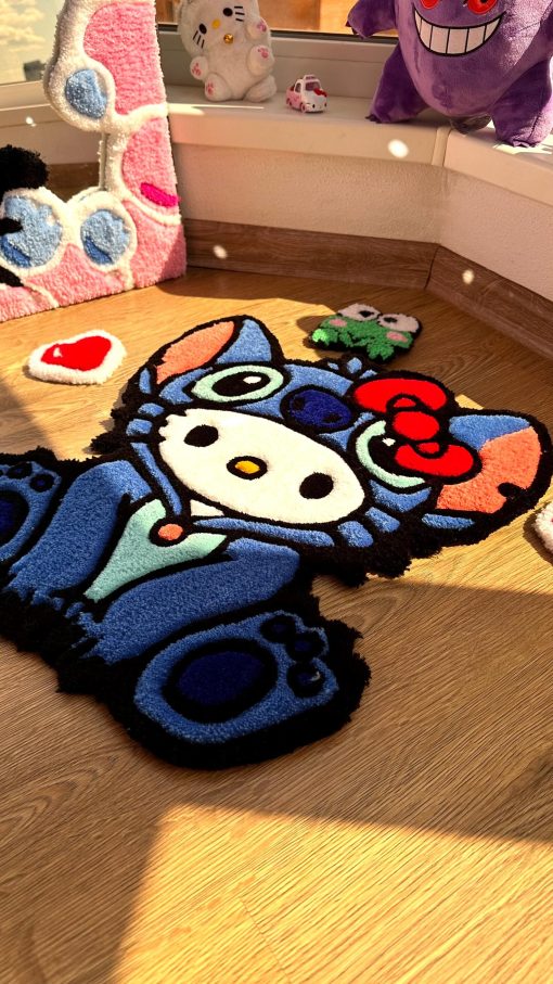 Custom Stitch Tufting rug | Tufted Crossover Carpet, Handmade Kawaii Decor, Cute Fluffy Rug, Anime Gift Idea for Bedroom Floor