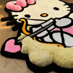 Cupid Puffy Rug – Custom Tufted Fluffy Carpet, Handmade Angel Rug with Bow, Kawaii Cute Bedroom Decor, Gift Idea for Cute Rug Lovers