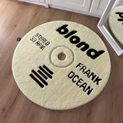 Frank Ocean Blond Tufted Rug – Retro CD Vinyl Style Round Carpet, Music-Inspired Aesthetic Decor for Bedroom & Studio