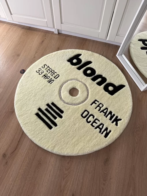 Frank Ocean Blond Tufted Rug – Retro CD Vinyl Style Round Carpet, Music-Inspired Aesthetic Decor for Bedroom & Studio