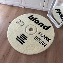Frank Ocean Blond Tufted Rug – Retro CD Vinyl Style Round Carpet, Music-Inspired Aesthetic Decor for Bedroom & Studio
