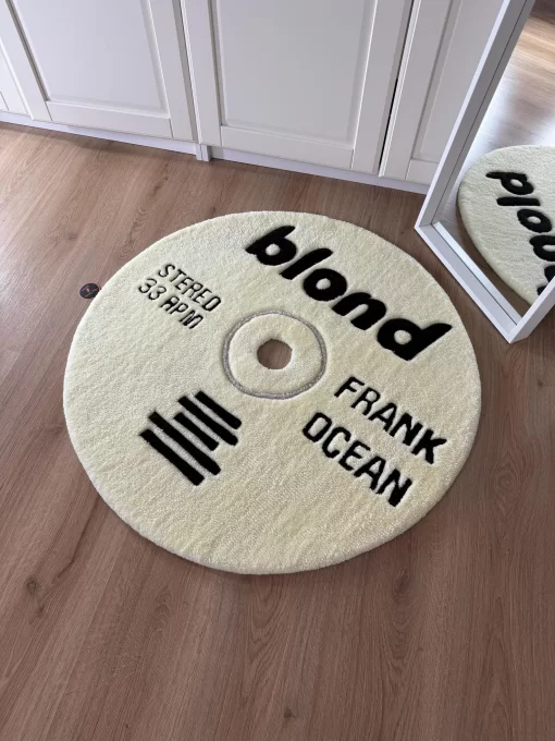Frank Ocean Blond Tufted Rug – Retro CD Vinyl Style Round Carpet, Music-Inspired Aesthetic Decor for Bedroom & Studio