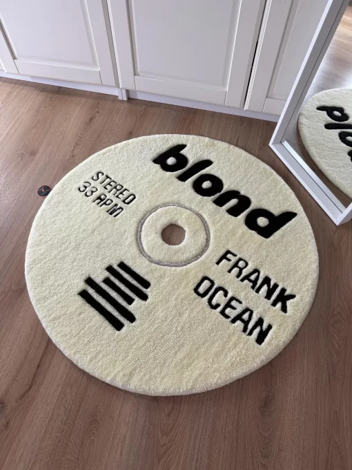 Frank Ocean Blond Tufted Rug – Retro CD Vinyl Style Round Carpet, Music-Inspired Aesthetic Decor for Bedroom & Studio
