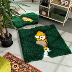 Homer Simpson Meme Tufted Rug – Funny Bush Disappear Carpet, Pop Culture Aesthetic Decor for Bedroom & Gamer Room