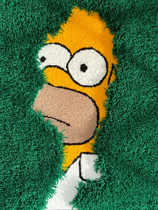 Homer Simpson Meme Tufted Rug – Funny Bush Disappear Carpet, Pop Culture Aesthetic Decor for Bedroom & Gamer Room