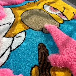 Trippy Homer Simpson Rug – Funny Tufted Weed Rug with Blunt, Psychedelic Cartoon Decor for Stoner Room & Chill Vibes