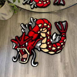 Shiny Gyarados Rug – Handmade Tufted Pokémon Carpet, Red Dragon Floor Decor, Custom Anime Rug for Gamers & Collectors
