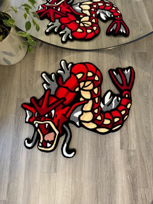 Shiny Gyarados Rug – Handmade Tufted Pokémon Carpet, Red Dragon Floor Decor, Custom Anime Rug for Gamers & Collectors