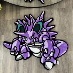 Nidoking Rug – Purple Handmade Tufted Pokemon Carpet, Gamer Room Decor, Gift for Anime & Nintendo Fans
