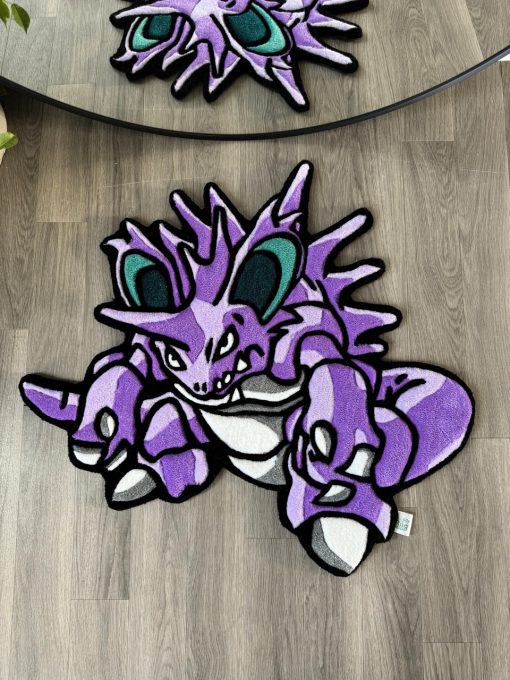 Nidoking Rug – Purple Handmade Tufted Pokemon Carpet, Gamer Room Decor, Gift for Anime & Nintendo Fans
