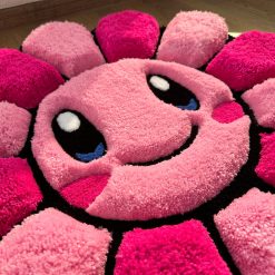 Pink Puffy Pokemon Flower Tufted Rug – Handmade 3D Fluffy Carpet, Cute Girly Room Decor, Colorful Bedroom Rug, Kawaii Aesthetic Gift Idea